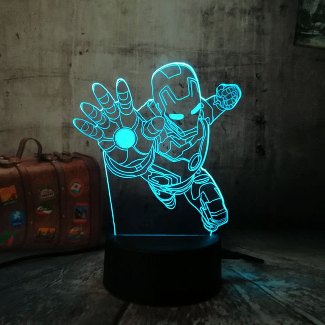 Marvel Hero Fly Iron Man 3D LED Night Light Desk Lamp