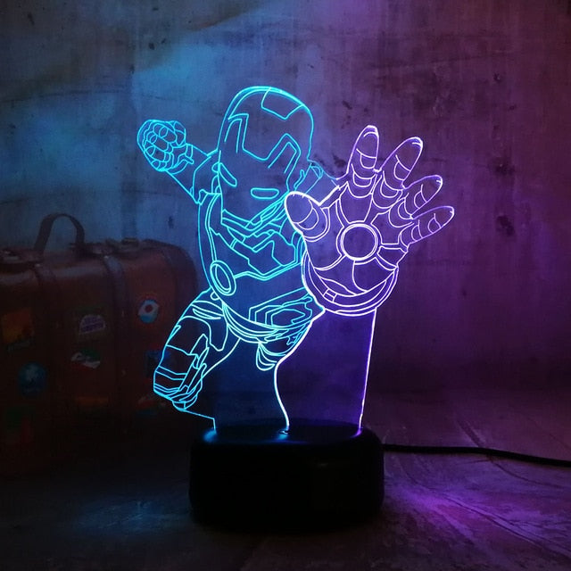 Marvel Hero Fly Iron Man 3D LED Night Light Desk Lamp