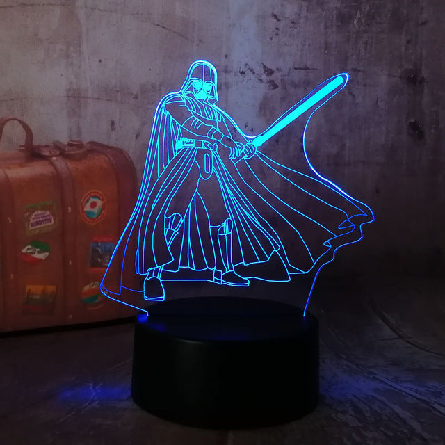 3D RGB LED Night Light Cool Star Wars Darth Vader Lamp