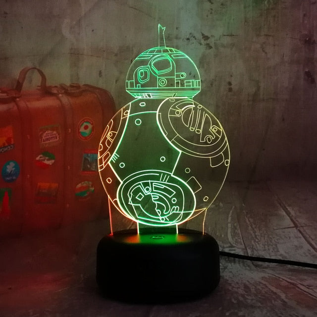 Novelty Star Wars BB-8 3D LED RGB Mixed Dual Color Night Light Lamp