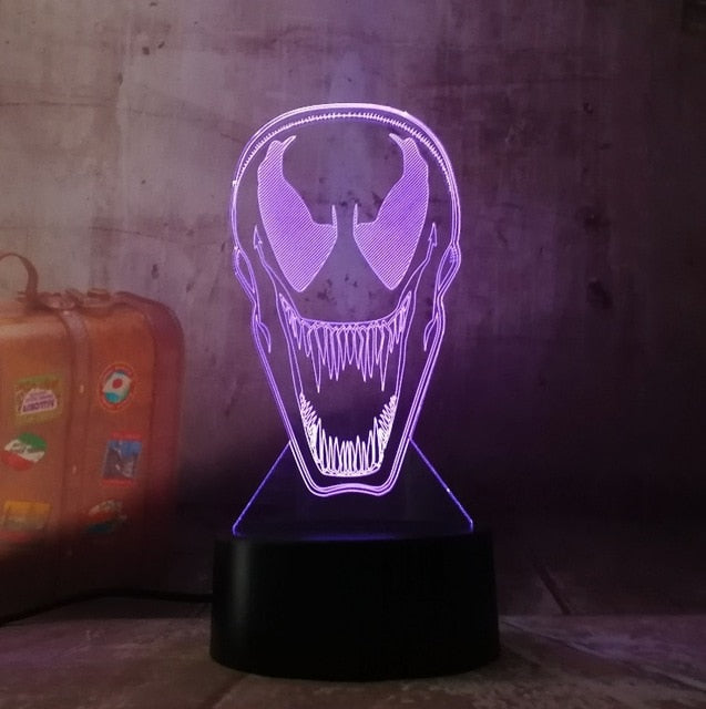 DC Venom Spider Man Cool 7 Color Change  Lamp 3D RGB LED