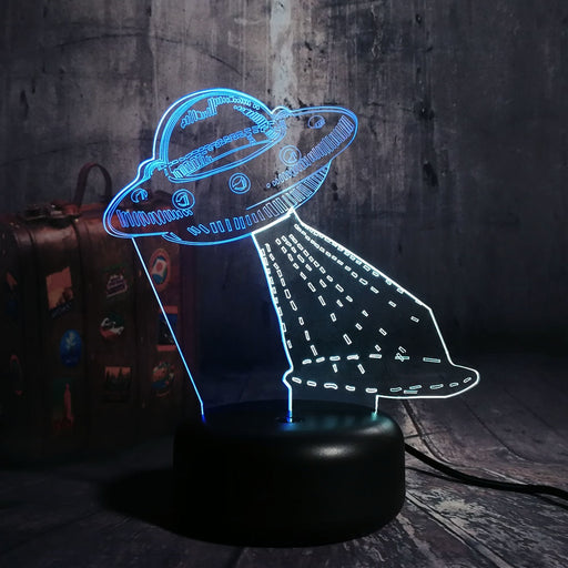 Cartoon Cute UFO Alien Spacecraft Acrylic 3D LED RGB Night Light Lamp