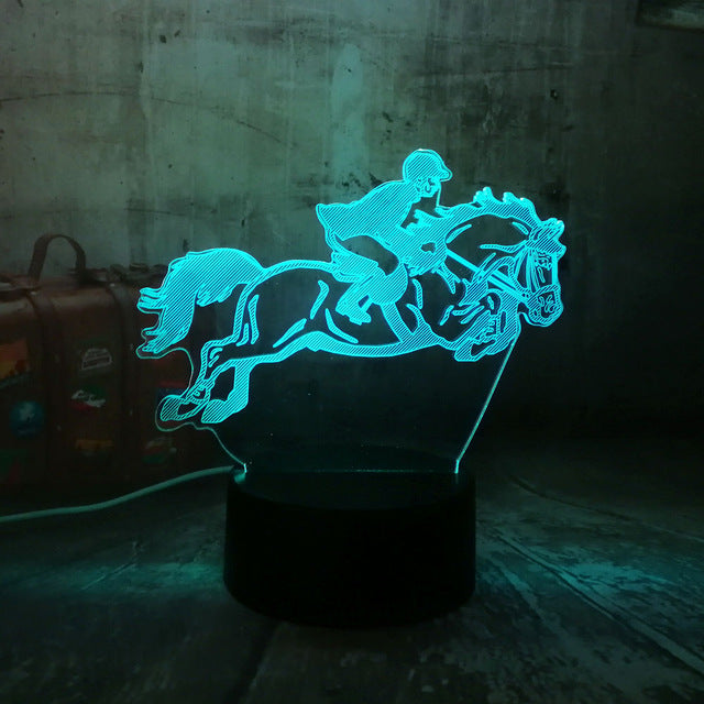 Equestrian Riding Horse 3D LED Night Light Lamp