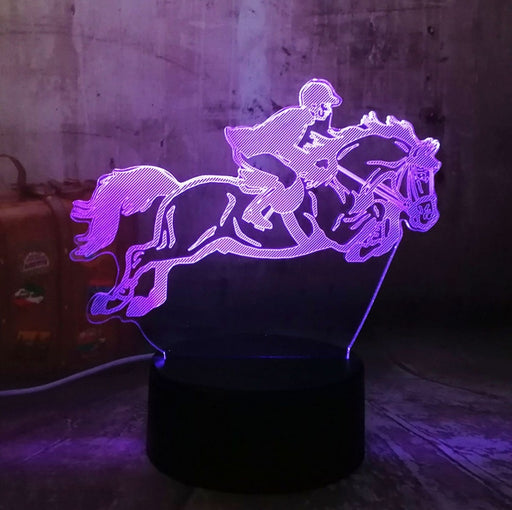 Equestrian Riding Horse 3D LED Night Light Lamp