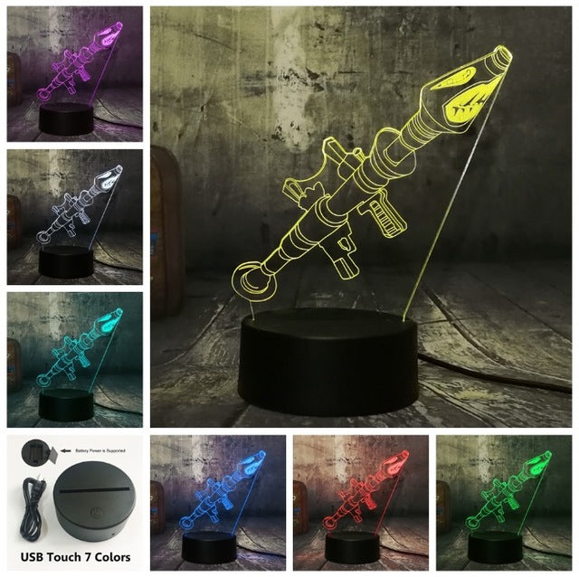 Rocket Launcher Arms TPS  3D LED Night Light Lamp