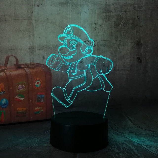 Running Super Mario  3D LED RGB  Night Light Lamp