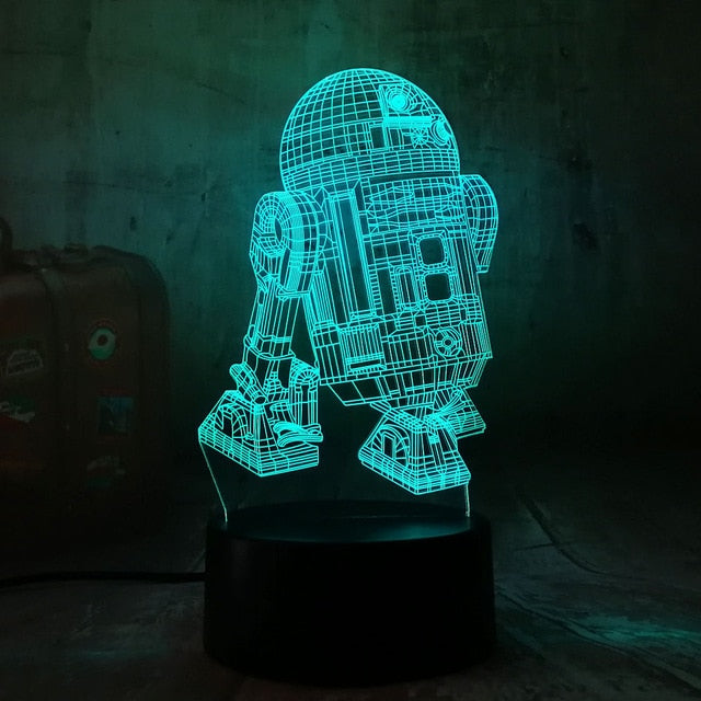 Amroe 2019 Hot Sale Star Wars Warship R2D2 3D LED Night Light Lamp