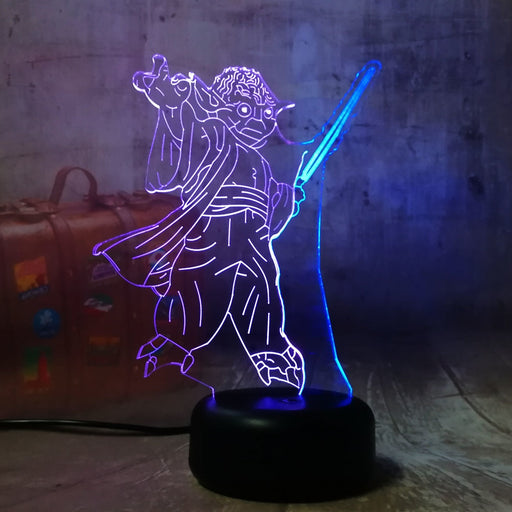 Mixed Dual Color 7 Color Change Star Wars Juda Yuda 3D LED Night Light Lamp