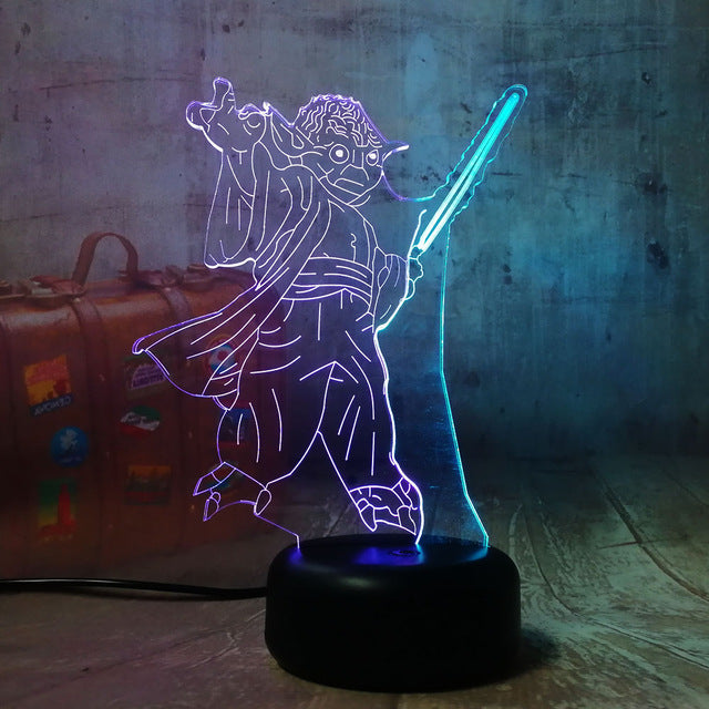 Mixed Dual Color 7 Color Change Star Wars Juda Yuda 3D LED Night Light Lamp
