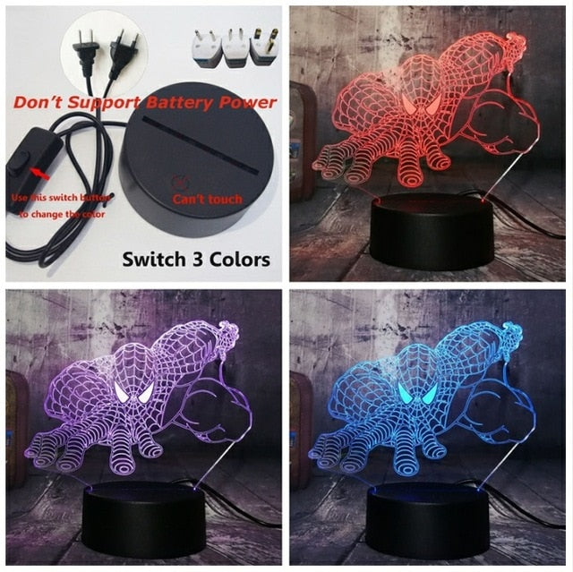 Marvel Super Hero Venom Spiderman 3D LED Night Light Lamp