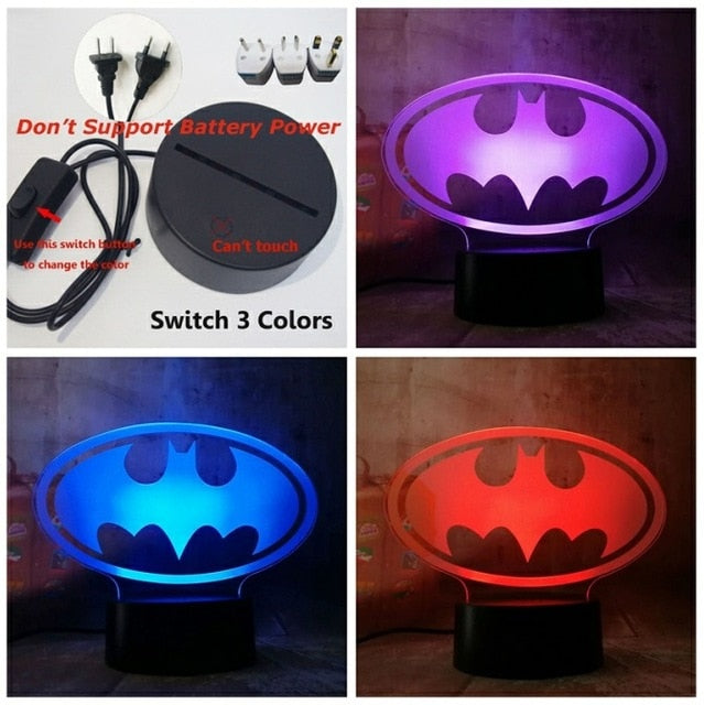 New 2019 Justice League 3D LED DC Batman Symbol Light Lamp