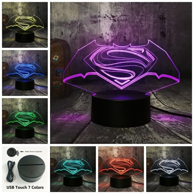 New 2019 Justice League 3D LED DC Batman Symbol Light Lamp