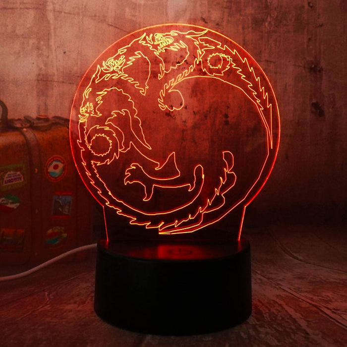 Game of Thrones House of Targaryen A Song of Ice and Fire Acrylic 3D RGB Night Light Lamp