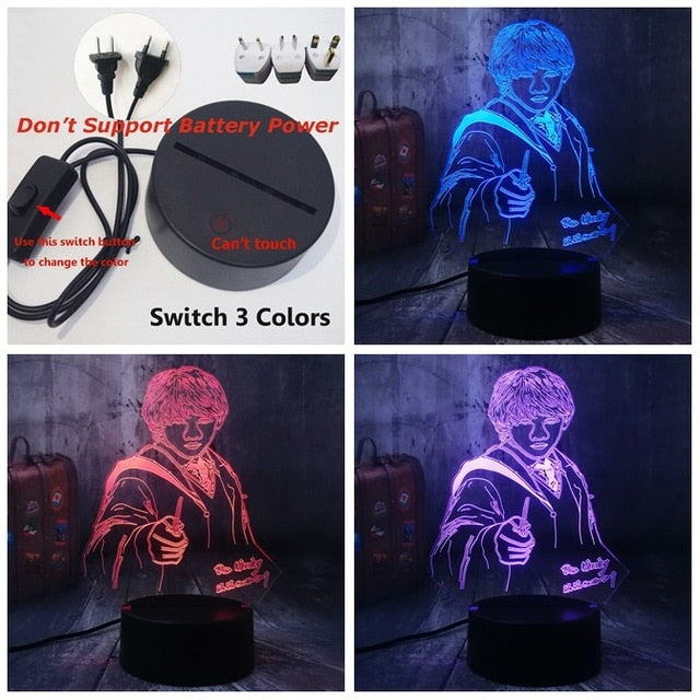 Harry Potter Movie Character Ron Weasley 3D LED Night Light Lamp