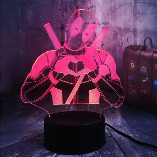 Cute Marvel Superhero LOVE Deadpool 3D LED Night Light Lamp