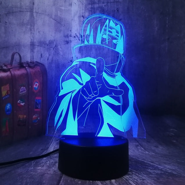 Anime Uchiha Sasuke Uzumaki Naruto Mixed Dual Colors 3D LED Night Light Lamp