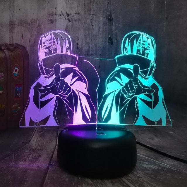Anime Uchiha Sasuke Uzumaki Naruto Mixed Dual Colors 3D LED Night Light Lamp