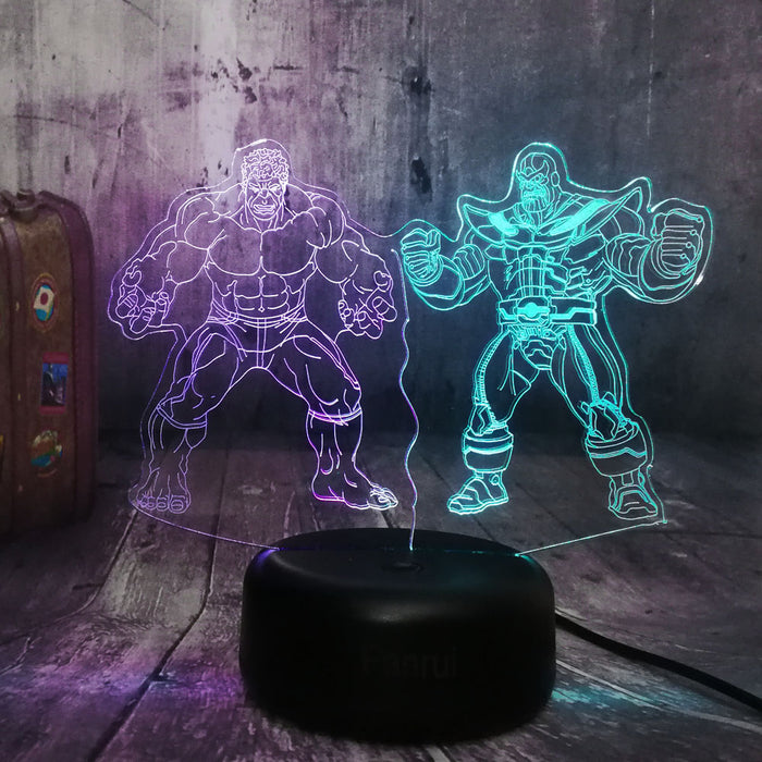 New Marvel The Avengers Hulk Big Villain Thanos 3D RGB LED Night Light Lamp