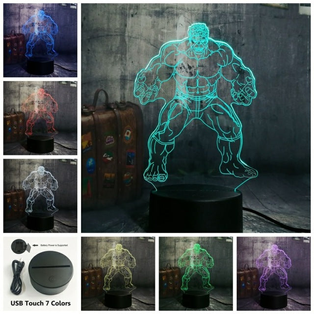 New Marvel The Avengers Hulk Big Villain Thanos 3D RGB LED Night Light Lamp