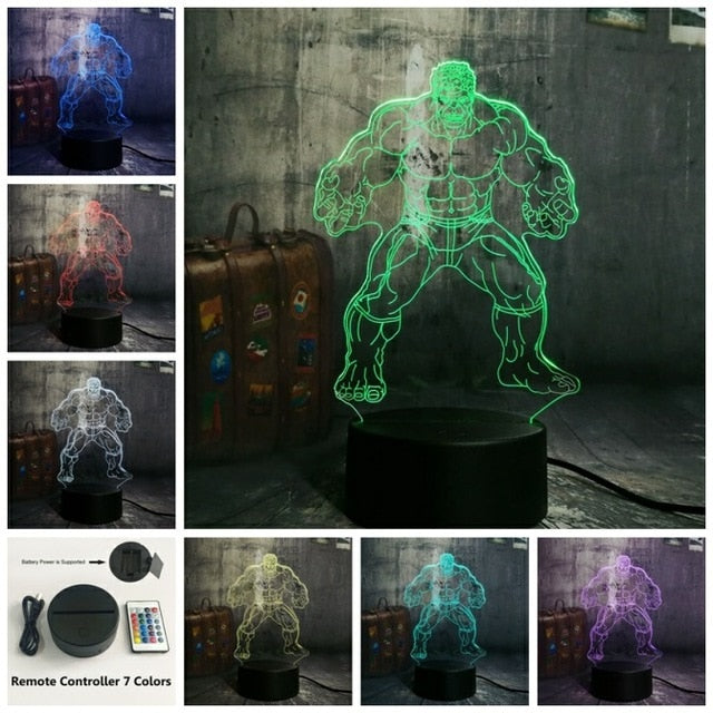 New Marvel The Avengers Hulk Big Villain Thanos 3D RGB LED Night Light Lamp