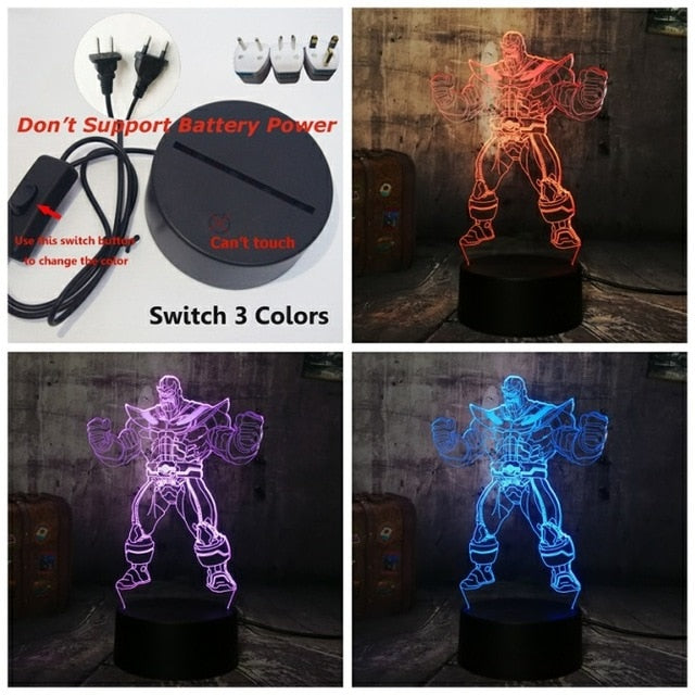 New Marvel The Avengers Hulk Big Villain Thanos 3D RGB LED Night Light Lamp