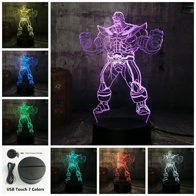 New Marvel The Avengers Hulk Big Villain Thanos 3D RGB LED Night Light Lamp