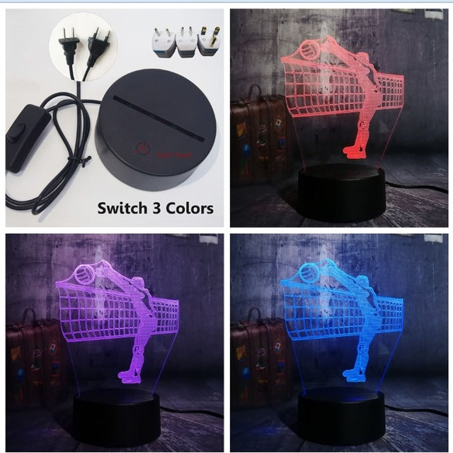 Sports Playing Volleyball 3D LED Night Light Lamp